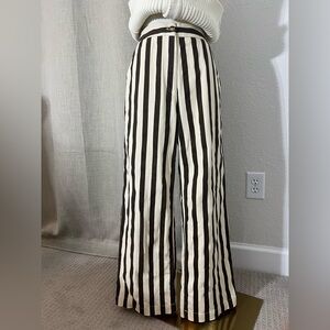 Women’s Bohemian Parisian Inspired Frnch Paris Stripe Wide Leg Pants Size Small